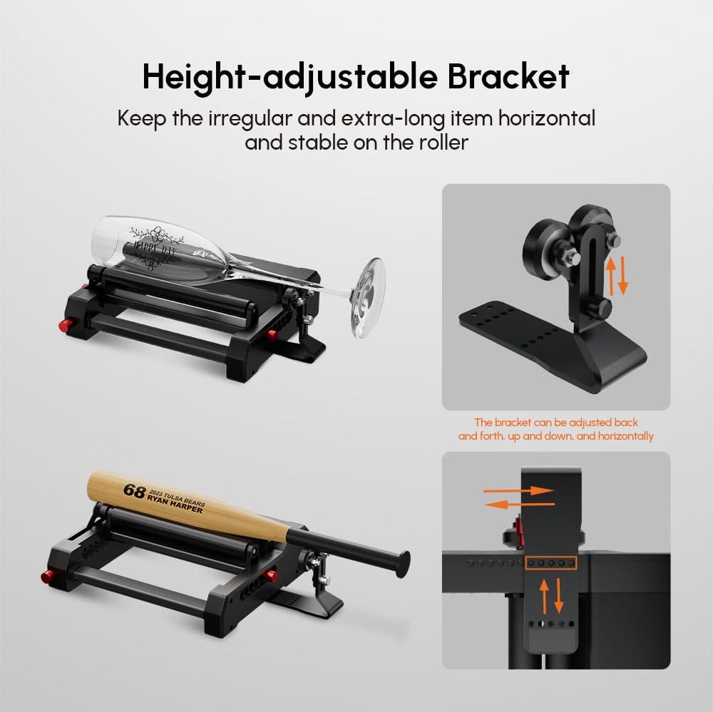AlgoLaser Rotary Roller Height Adjustable Bracket- Stelis3D