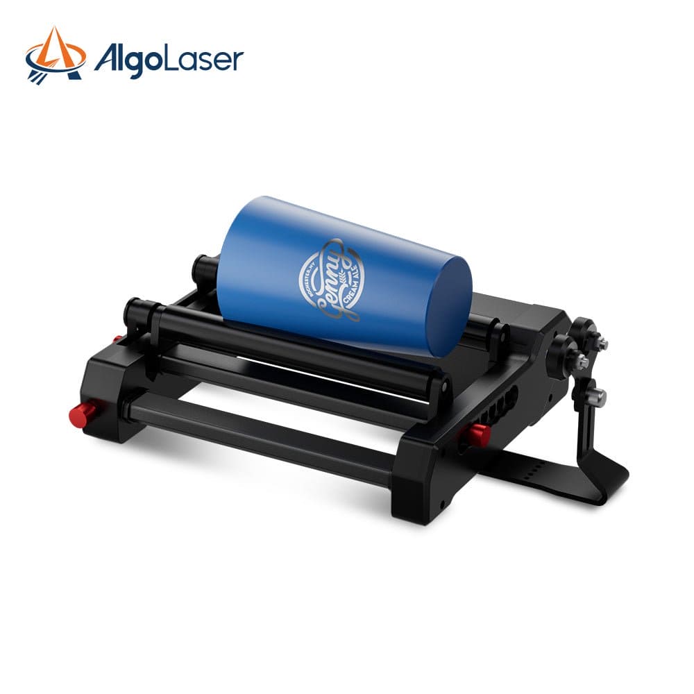 AlgoLaser Rotary Roller Engraving a steel mug- Stelis3D
