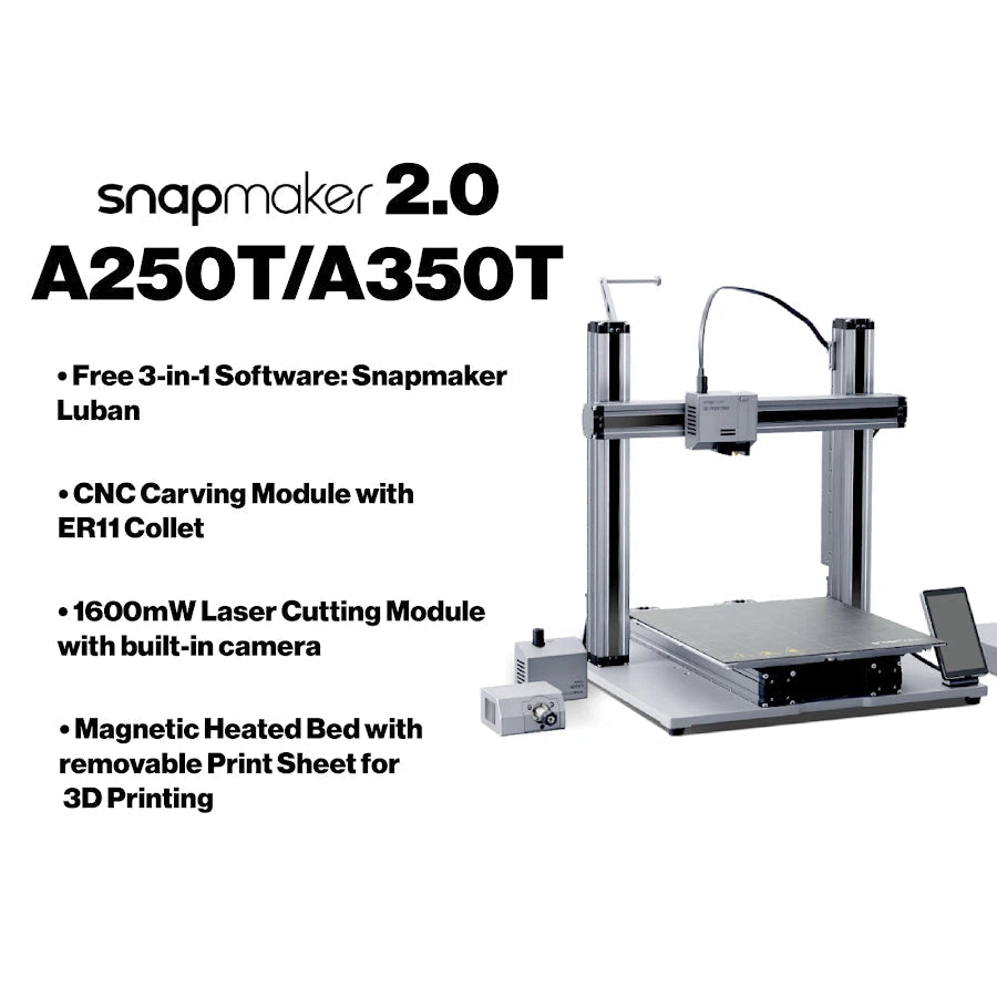 Snapmaker 2.0 A350T All-in One 3D Printer and Enclosure Multiple Use Image - Stelis3D